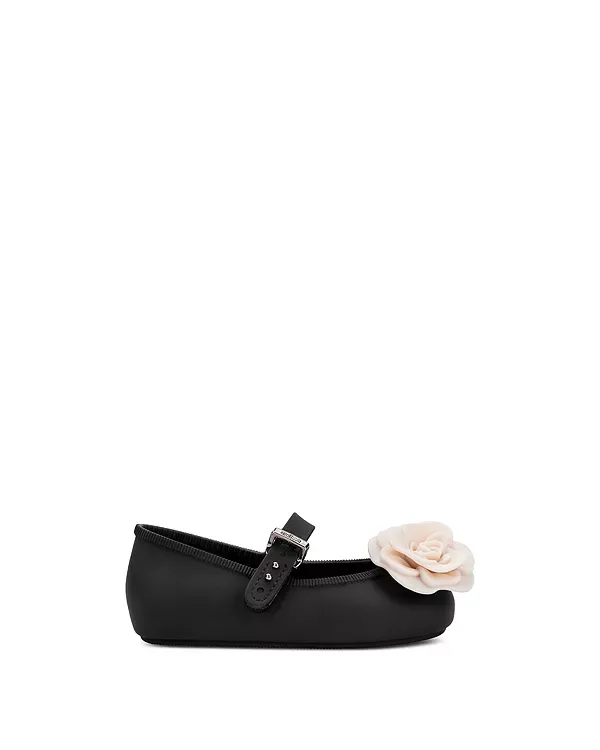 Мягкие балетки с лепестками - для малышей Mini Melissa, Black/Beige — фото 4