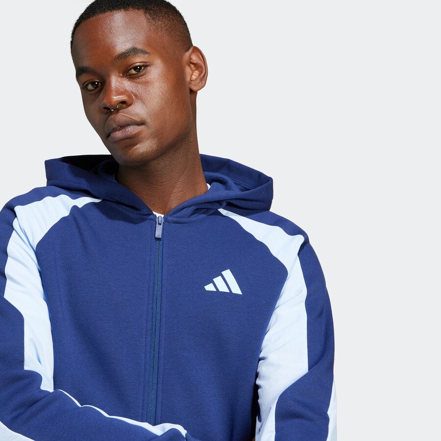 Спортивная толстовка с капюшоном на молнии ADIDAS SPORTSWEAR, цвет Gentian/Light blue — фото 3