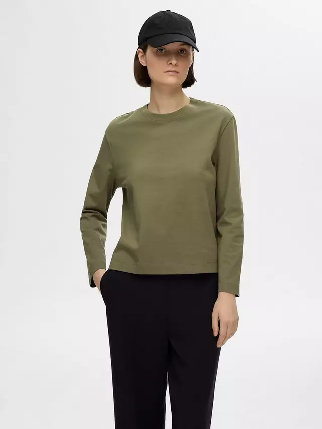 

Топ SELECTED FEMME Boxy Organic Cotton Long Sleeve