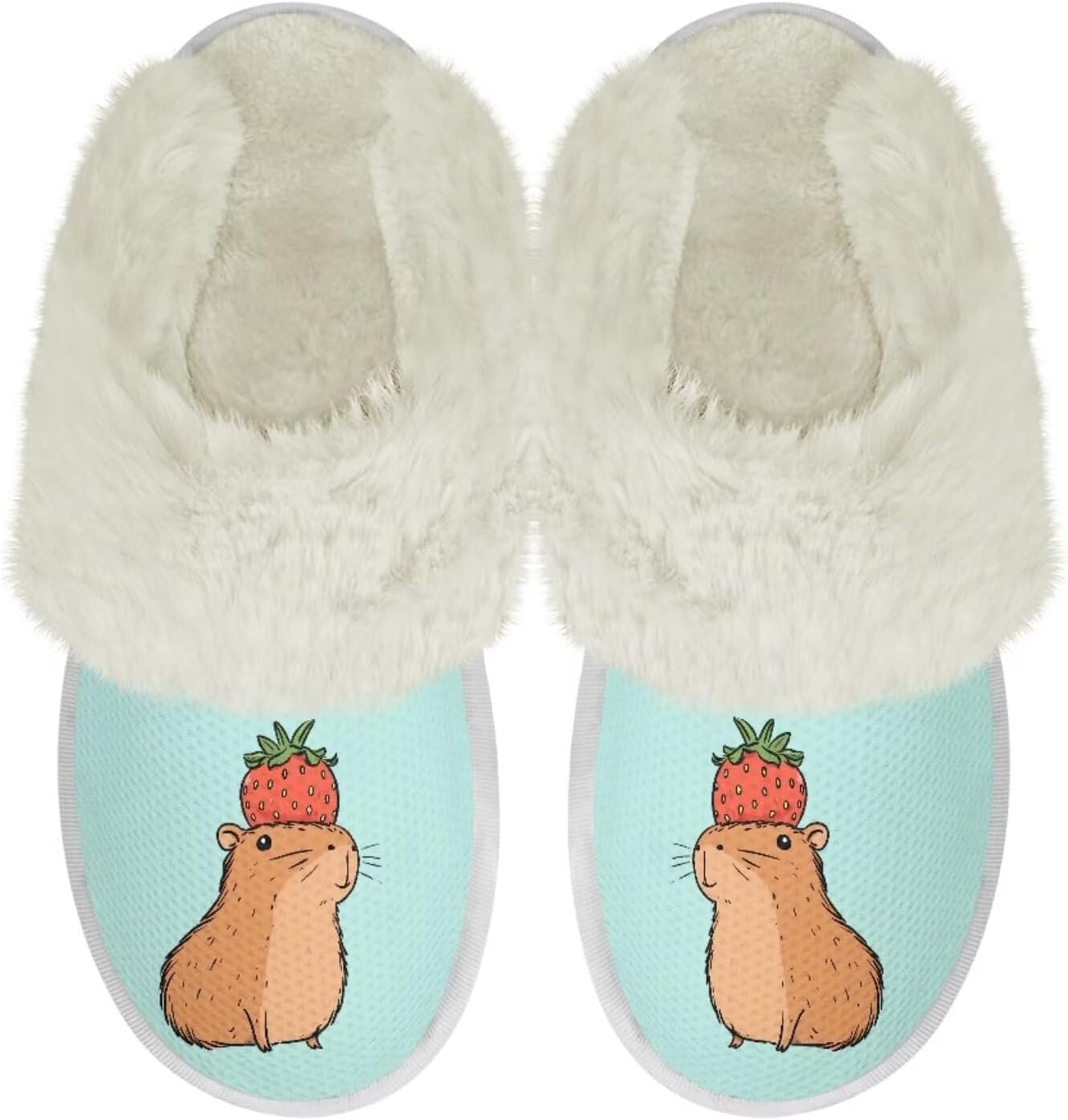 

Мягкие тапочки для женщин и мужчин, домашние мультяшные тапочки, с нескользящей подошвой, из пены с эффектом памяти, пушистые, для дома и улицы Chririnla, Cute Mushroom Capybara