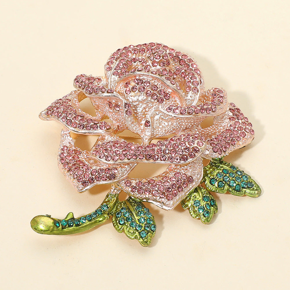 

Брошь-булавка «Роза, вымощенная камнем» Fashnzfab, золотой/розовый