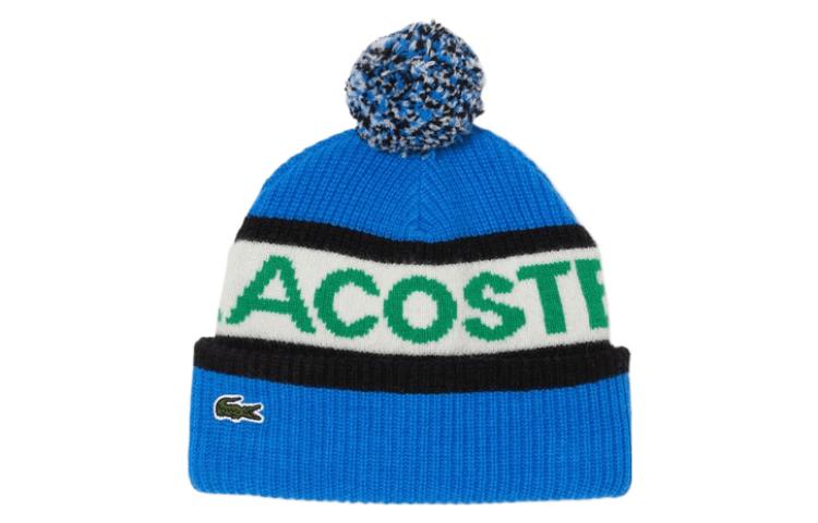 

LACOSTE Полосатый помпонный берет, Blue