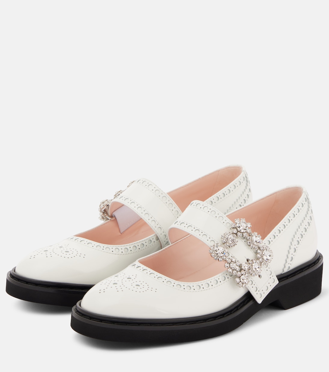 Туфли Мэри Джейн из кожи Viv' Rangers Flower Roger Vivier, Bianco — фото 4