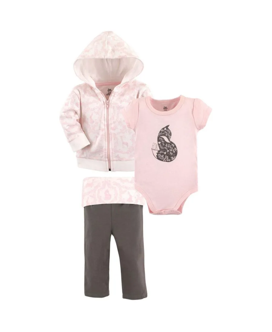 Хлопковая толстовка, боди или футболка и брюки Yoga Sprout, Lace Garden Baby