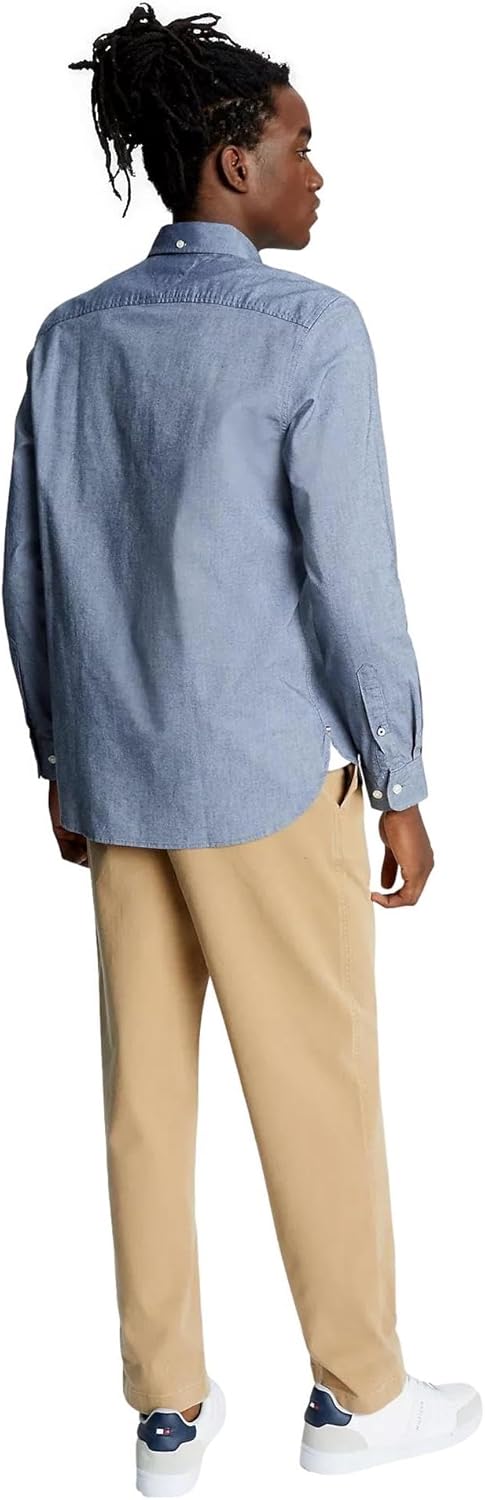 Рубашка Tommy Hilfiger Signature Long Sleeve Casual Button Down, пустынное небо — фото 4