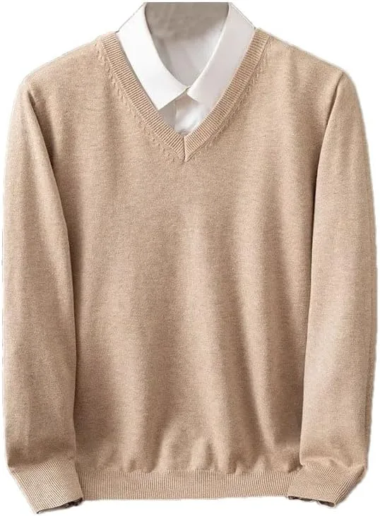 

Мужской свитер с V-образным вырезом, свободный, с длинными рукавами