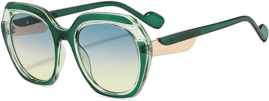 

Модные солнцезащитные очки неправильной овальной оправы для женщин, роскошные мужские летние очки для путешествий с защитой от УФ-излучения UV400 TVTBBVV, Green Green Yellow