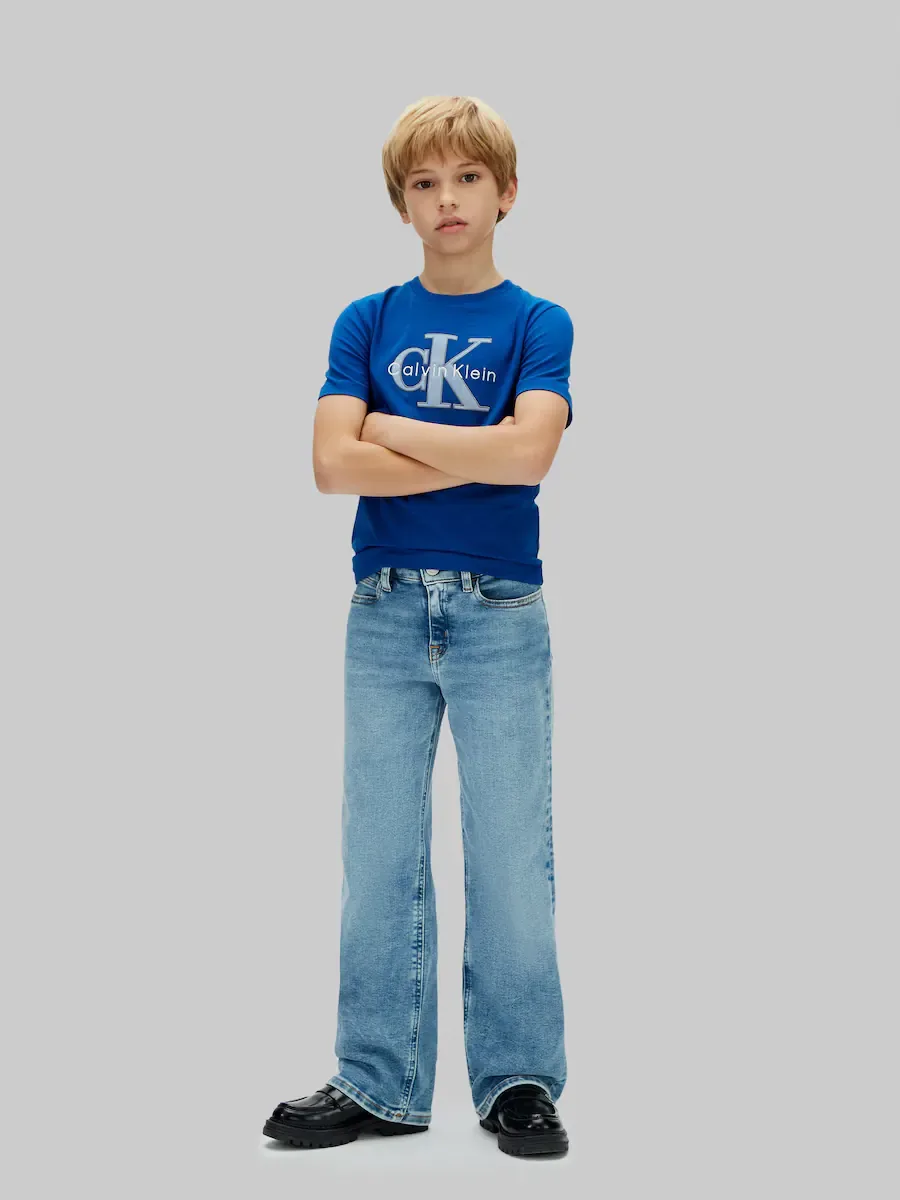 Детская футболка с монограммой на передней части Calvin Klein, синий — фото 2