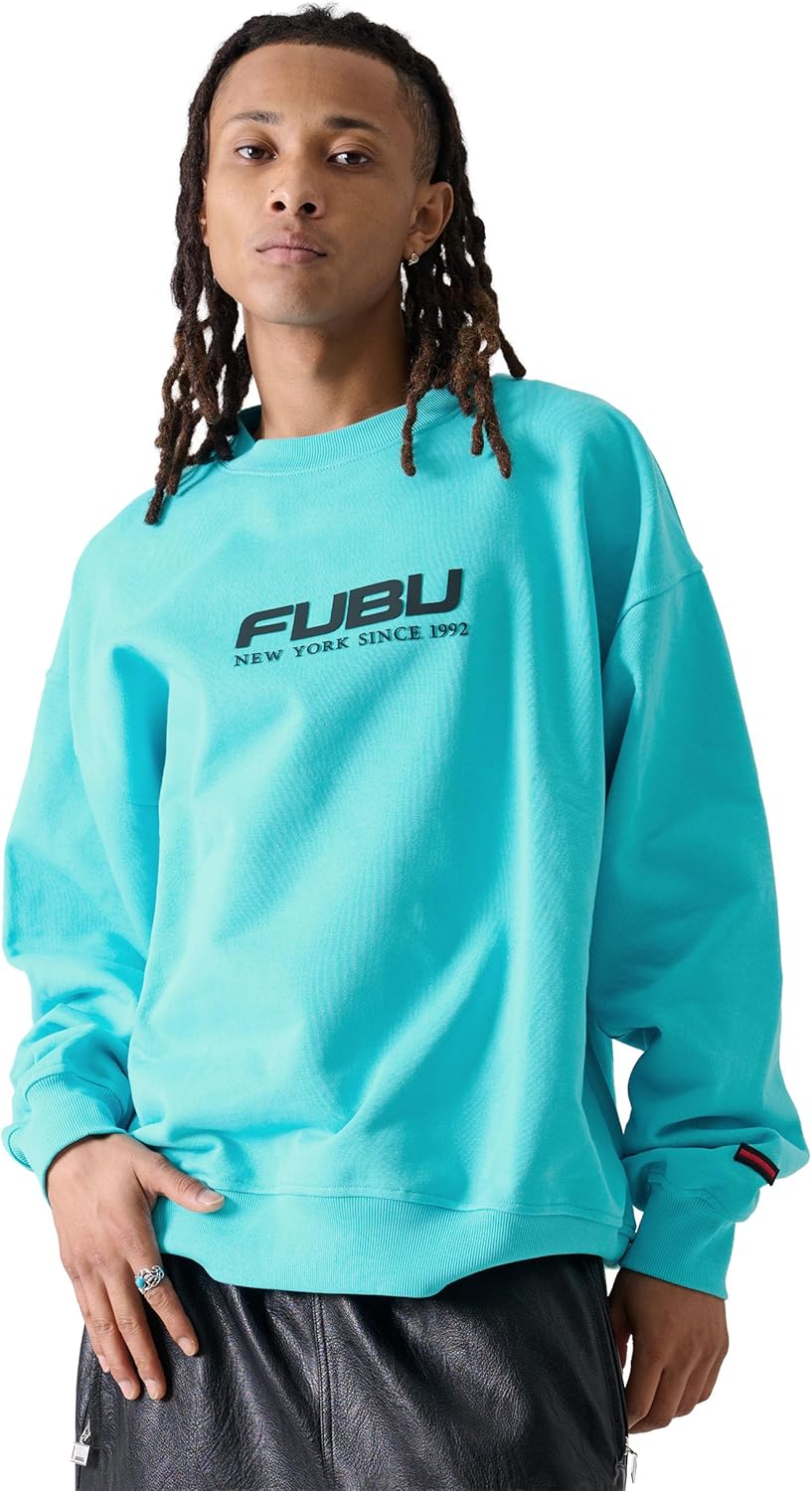 

Толстовка FUBU, на флисовой подкладке, хлопок, с длинным рукавом, круглый вырез, с логотипом, в стиле American Casual, хип-хоп, большие размеры, унисекс для взрослых, бирюзовый, Зеленый, Толстовка FUBU, на флисовой подкладке, хлопок, с длинным рукавом, кр