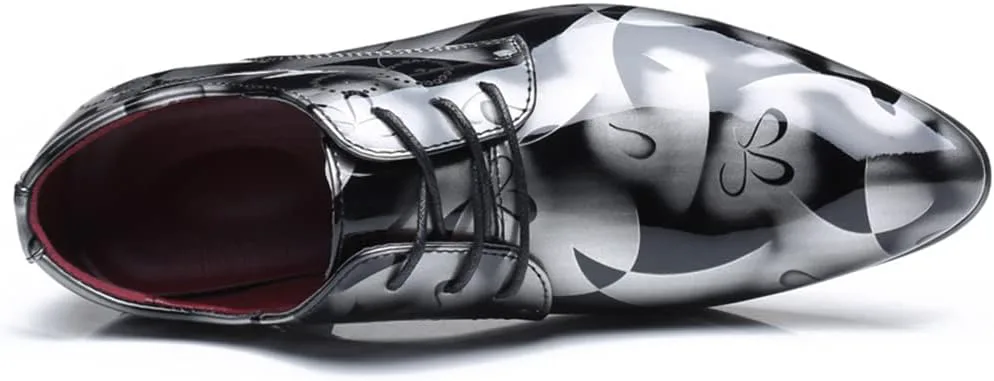 

Мужские лаковые классические туфли LLTMALL на шнуровке с острым носком, серебряный