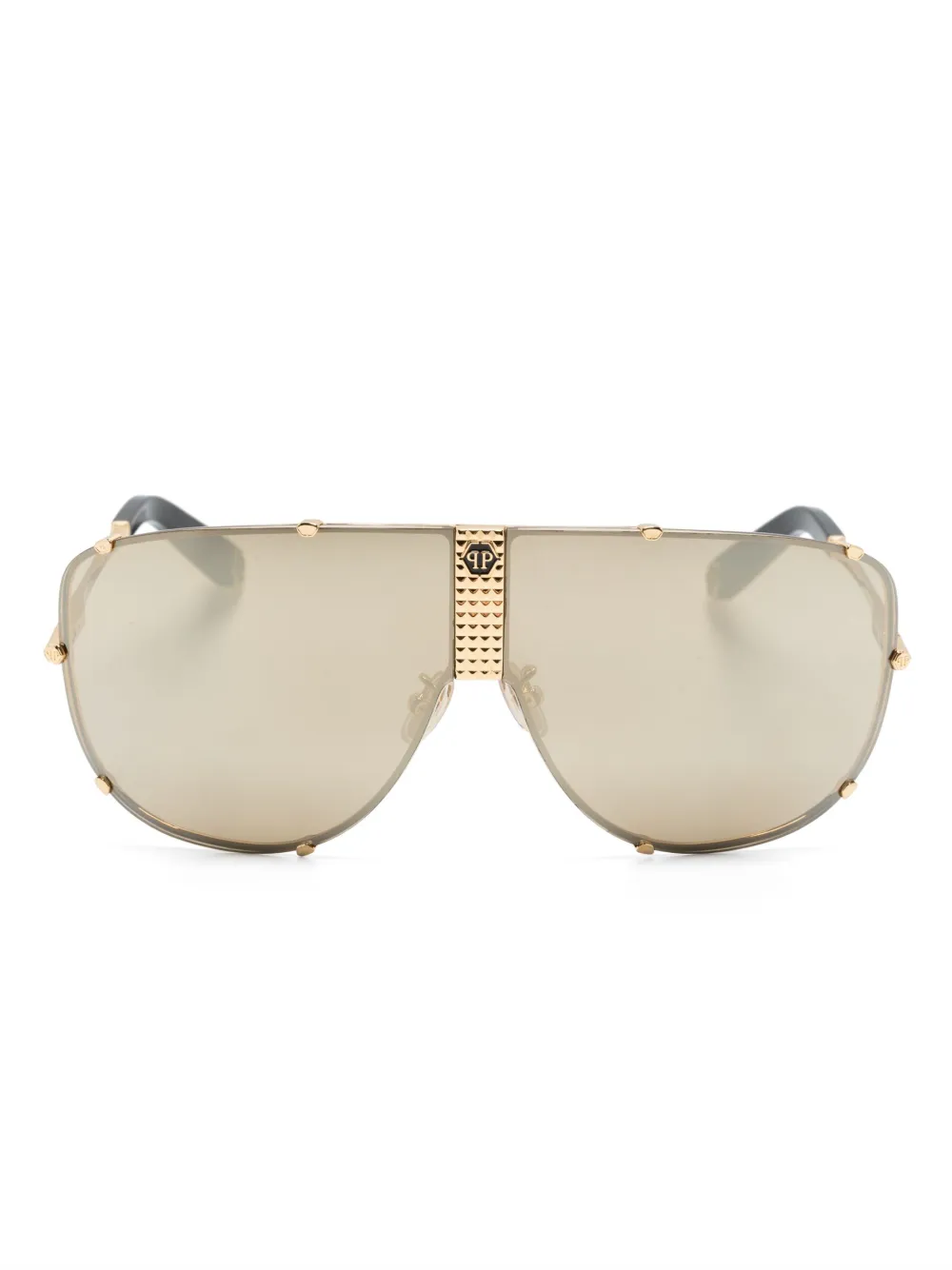 

Солнцезащитные очки-маска с логотипом Philipp Plein Eyewear, золотой
