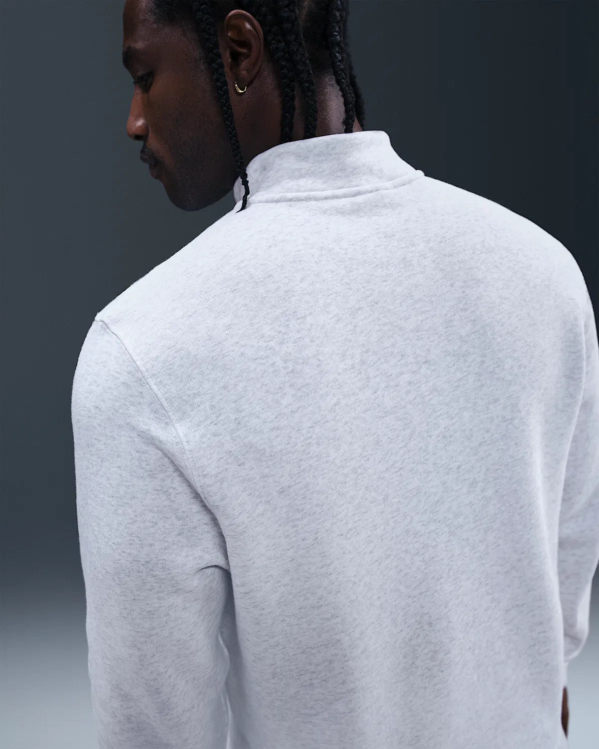 Мужская флисовая кофта Nike Sportswear Club с полузастежкой-молнией, Birch Heather/White/White — фото 2