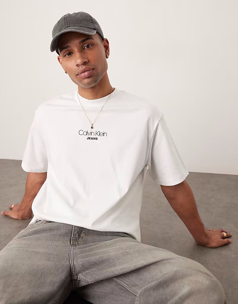 

Футболка Calvin Klein Jeans свободного кроя с логотипом белого цвета