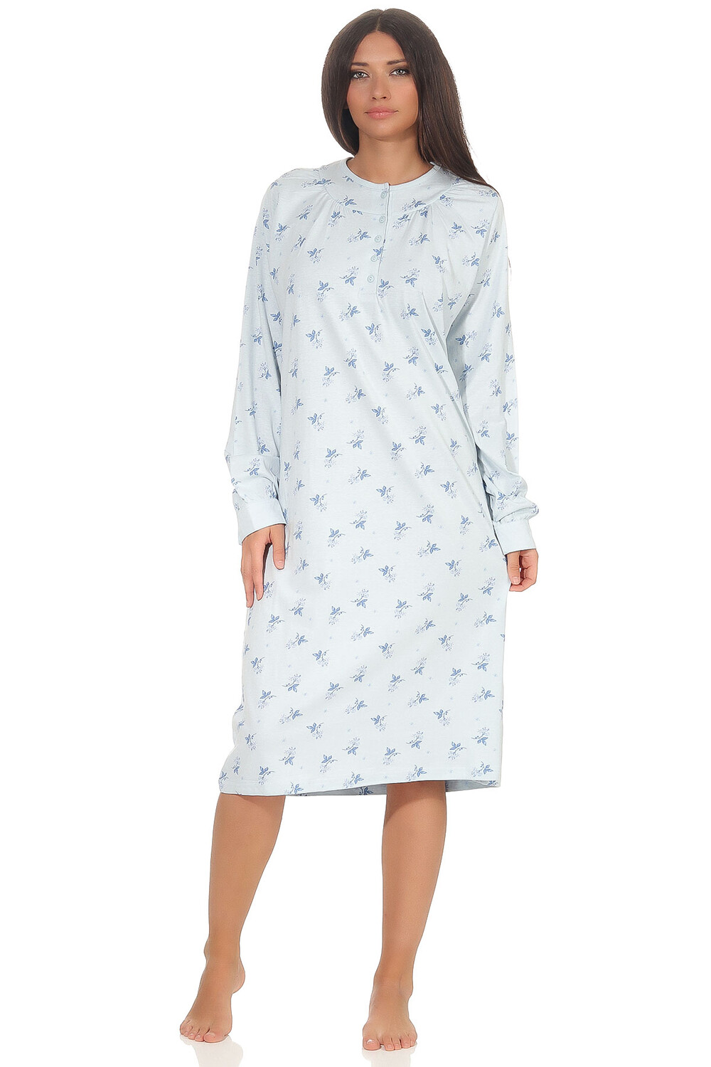 

Ночная рубашка NORMANN und Kopfleiste am Hals, светло-синий