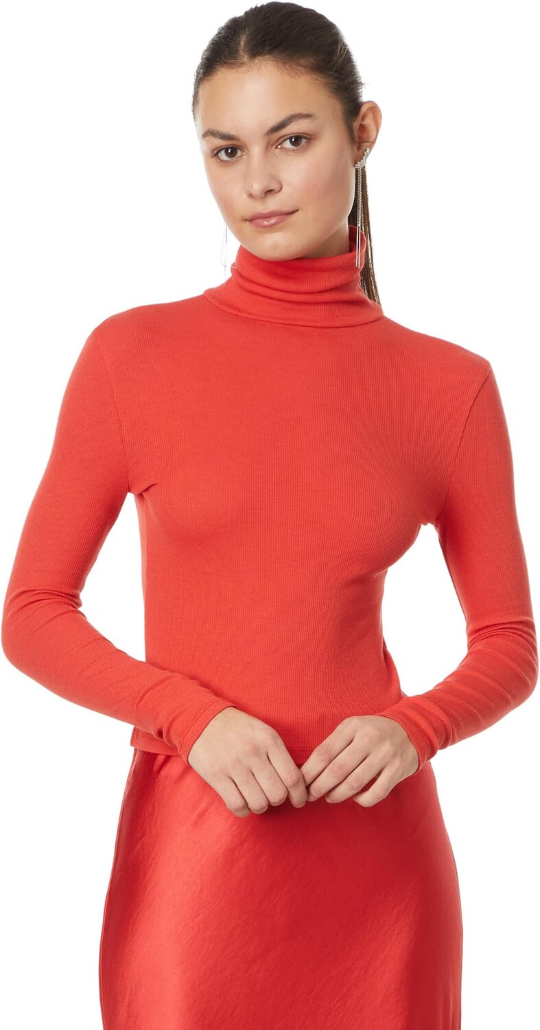 

Топ Madewell Cropped Turtleneck Top in Contrasting Stripe, цвет Wild Poppy