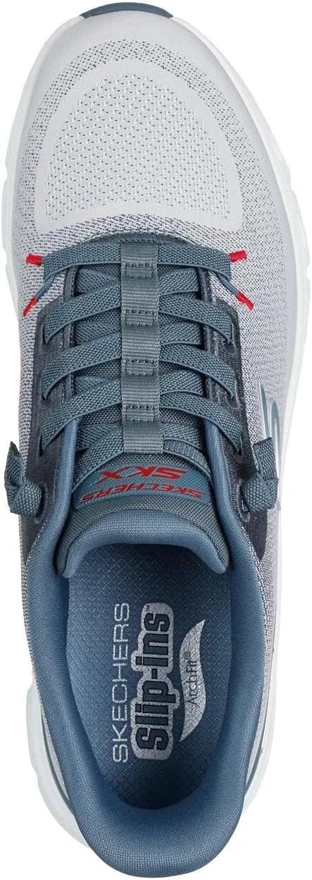 Мужские кроссовки Skechers Arch Fit Glide-Step Pro Hands Free Slip-in Trainers, Light Gray Knit Blue Pu — фото 3
