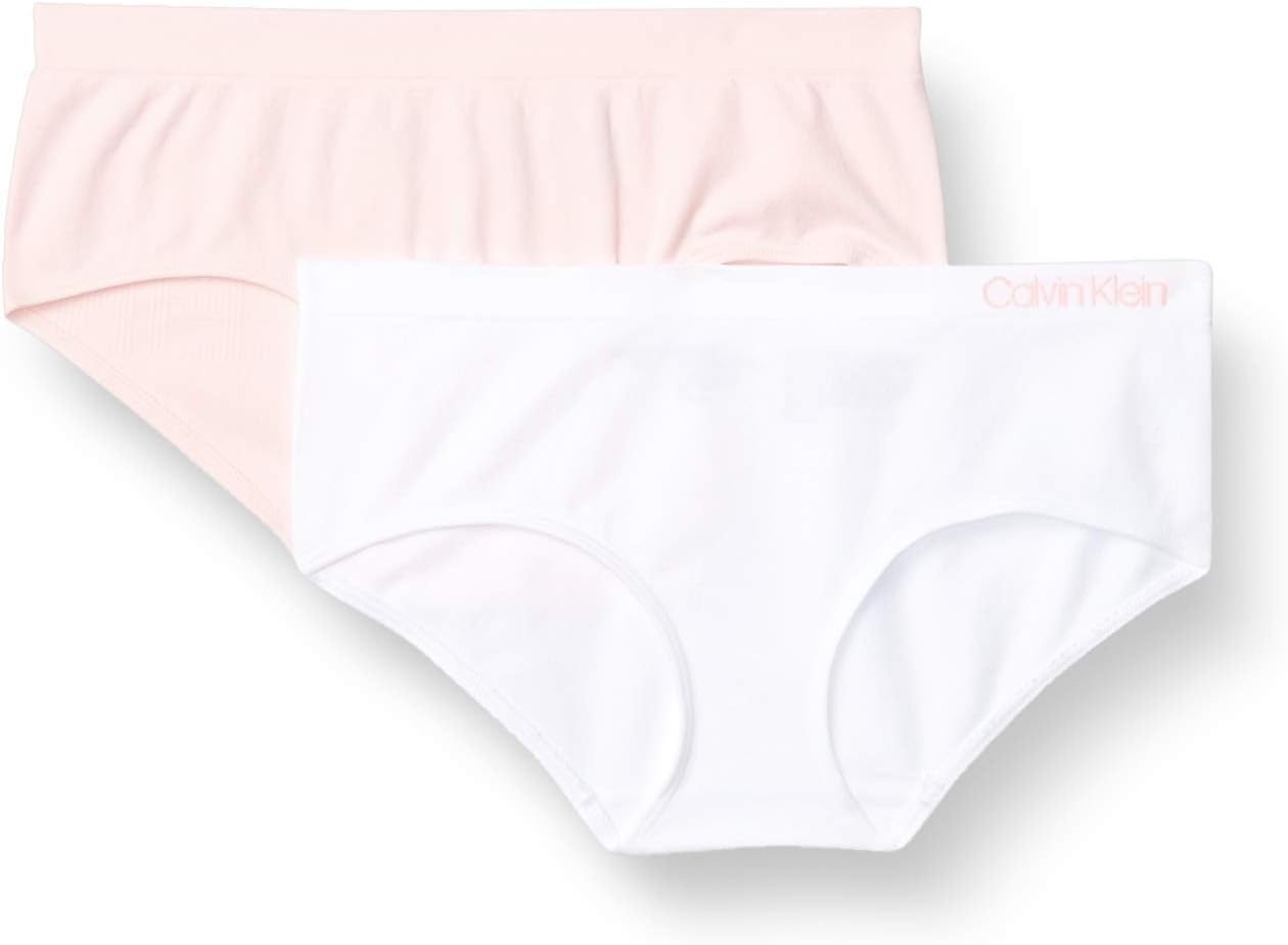 

Бесшовные трусики-хипстеры Calvin Klein для девочек (2 шт.), Strawberry Cream/White