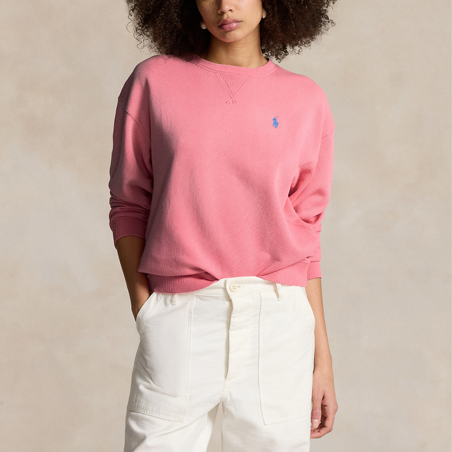 Поло с вышивкой пони Хлопковый свитшот Polo Ralph Lauren, Розовый — фото 4