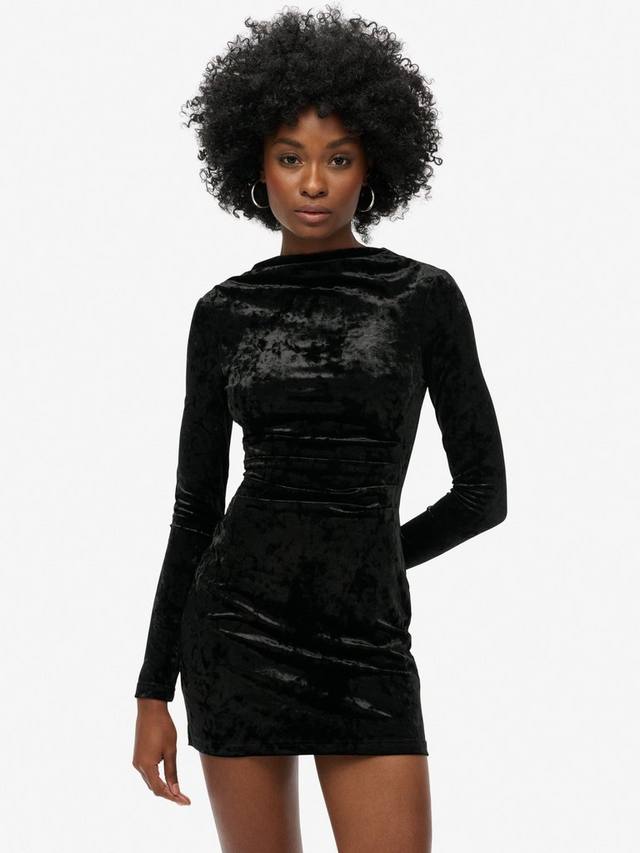 

Бархатное мини-платье с длинными рукавами Superdry, Black