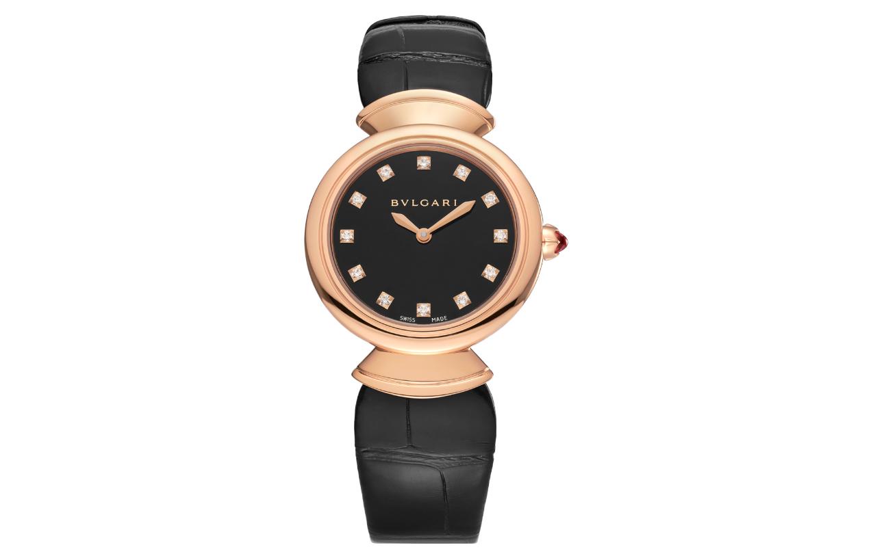 

BVLGARI Часы DIVAS' DREAM Wrist Watch Quartz Movement Crocodile Leather Strap 30mm Black Dial Women's, Black