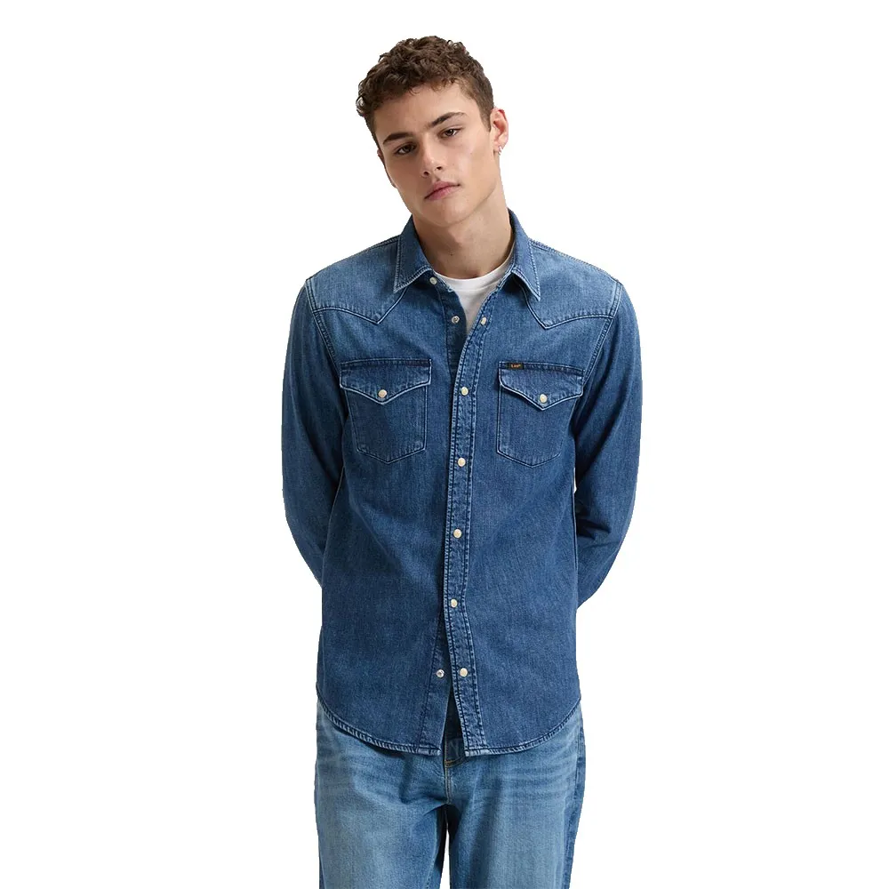 

Рубашка с длинным рукавом Lee 112376547 стандартного кроя, синий