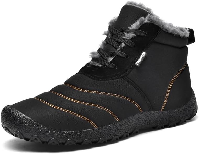 

Мужские зимние ботинки с утеплителем, теплые ботинки на меху средней высоты с мягкой подошвой, водонепроницаемые и нескользящие, для холодной погоды, для прогулок и работы на улице Qacksv, черный