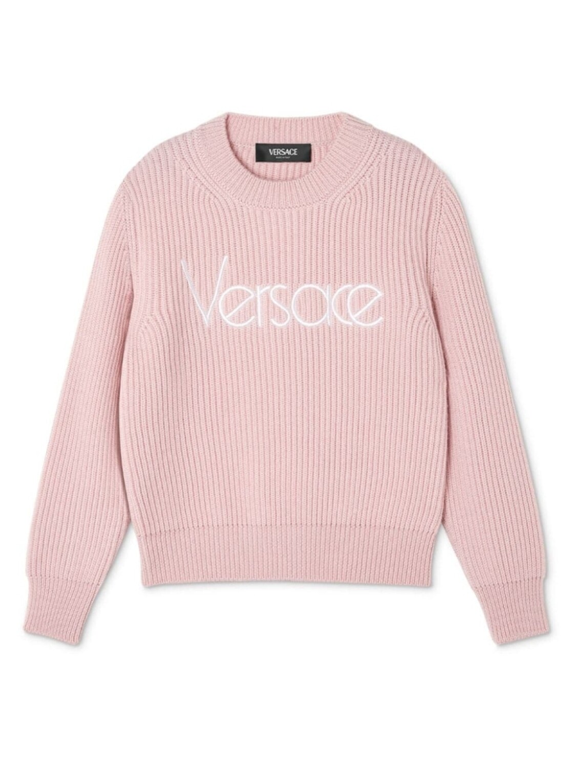 

Джемпер в рубчик с вышитым логотипом Versace Kids, розовый