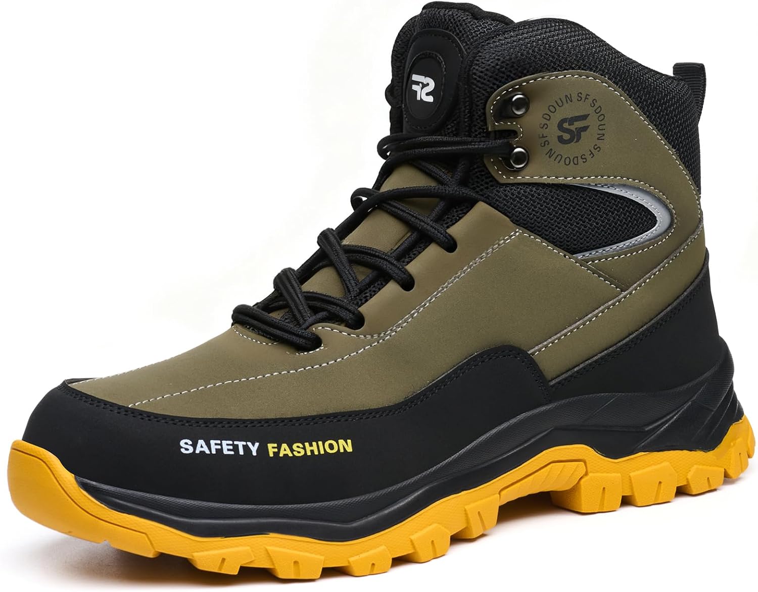 

Ботинки JSTDOIT для мужчин, легкие дышащие высокие ботинки с стальным носком, неразрушимые ботинки с стальным носком, противоскользящие защитные ботинки, Brown-710