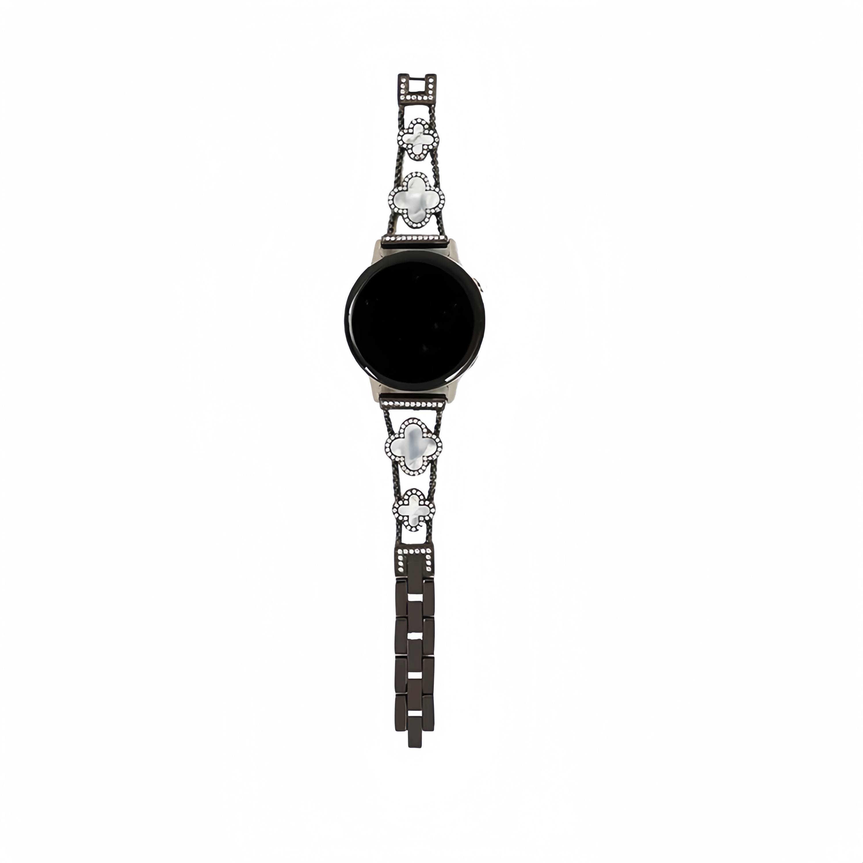 

Akkerds Часы Strap Huawei Compatibility Metal 170mm 46 Watch Dial, Black white chain four-leaf clover full of diamonds