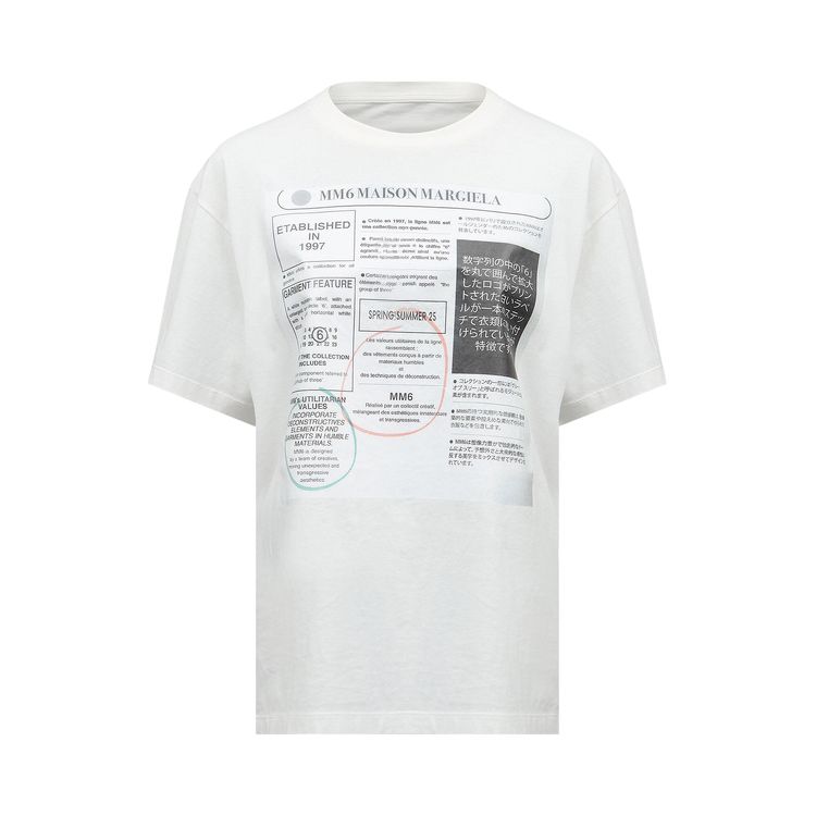 

Футболка MM6 Maison Margiela Stamp Logo T-Shirts 'Off White', белый
