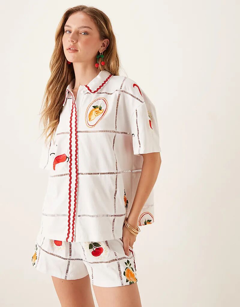 

Рубашка из рикрака ASOS DESIGN в комплекте с летней вышивкой