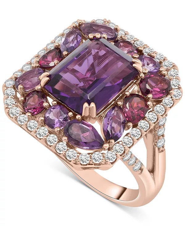 

Кольцо-Ореол с аметистом (4-1/6 карата), аметистом «Роза де Франс» (7/8 карата) и бриллиантом (1/2 карата) из 14-каратного розового золота Macy'S, amethyst