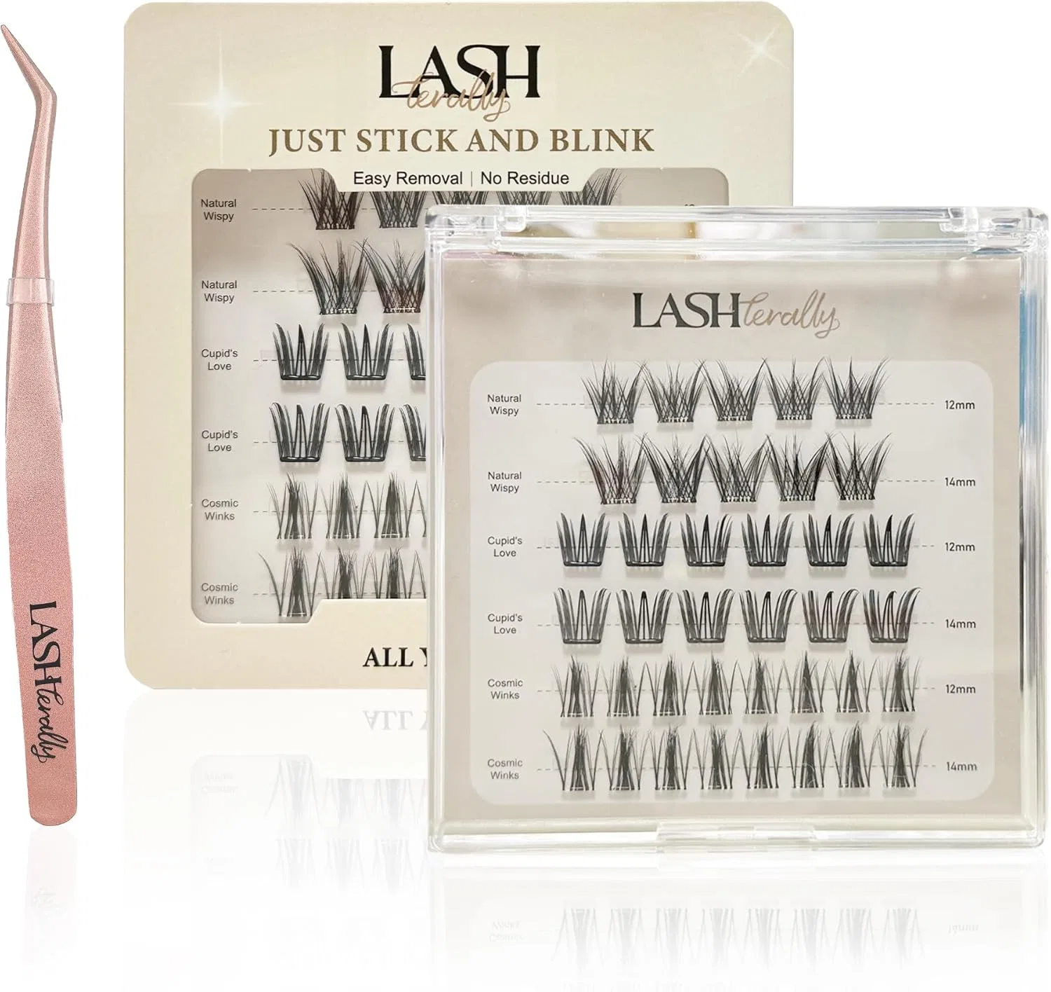 Набор ресниц Lashterally All You Need 3 стиля 38 кластеров черный