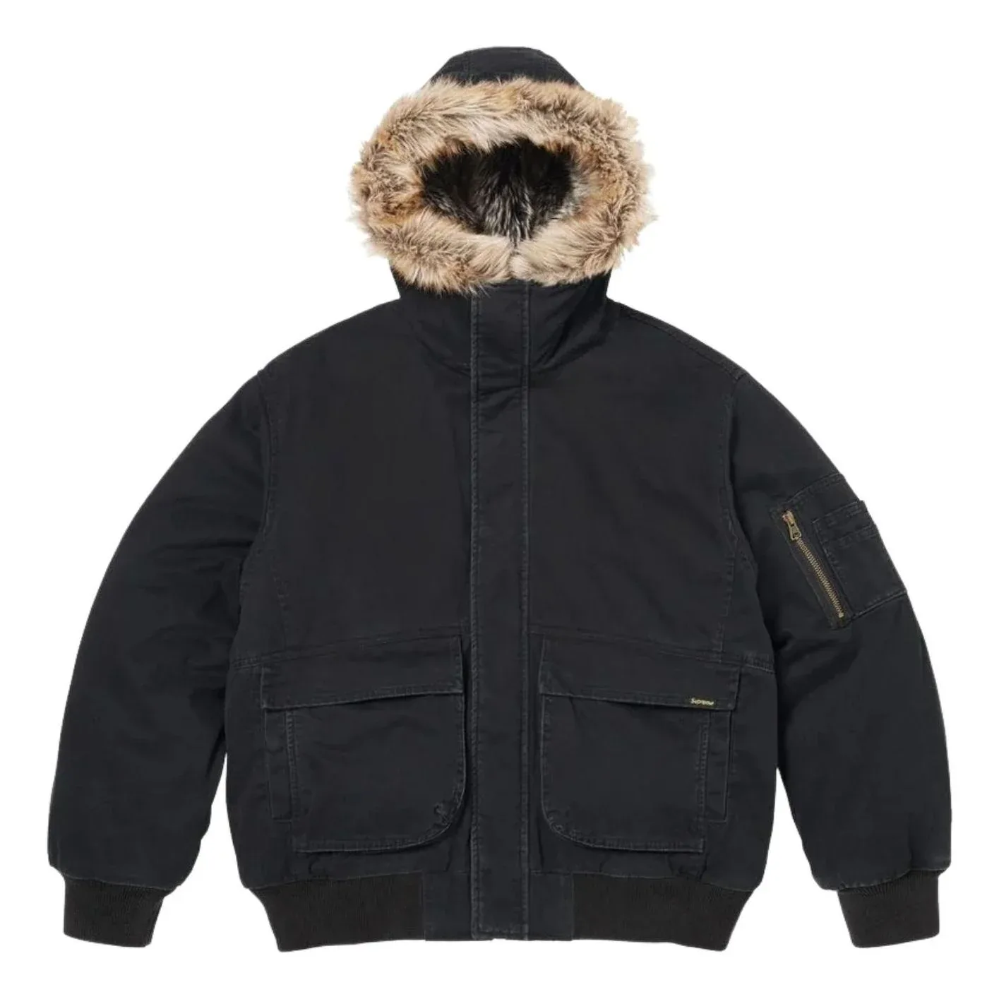 Рабочая куртка Supreme SS26 с двусторонним капюшоном из искусственного меха, черная
