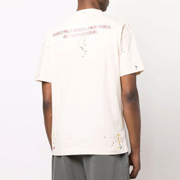 Футболка palm tree painted t-shirt 'off white red' Palm Angels, белый — фото 4