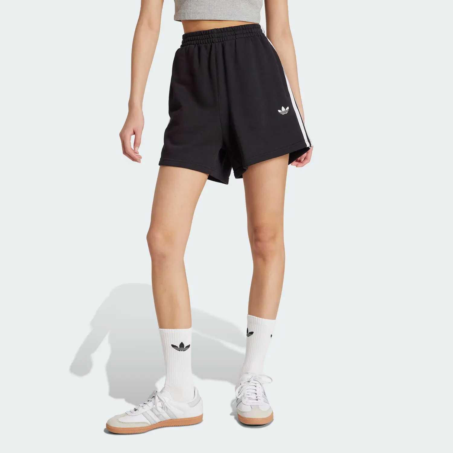 Adicolor SS25 повседневные шорты женские Adidas Originals, черно-белый — фото 3
