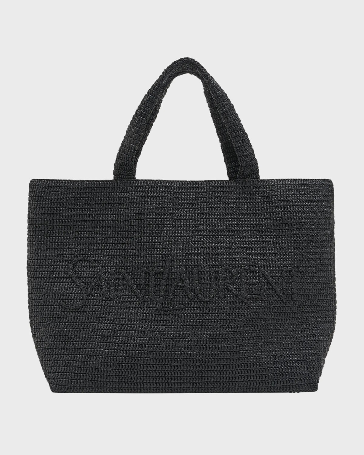 

Мужская большая сумка-тоут из рафии с логотипом в тон Saint Laurent, цвет Nero
