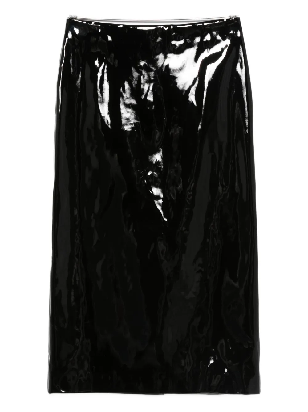 

Миди-юбка из искусственной кожи с лаковой отделкой Msgm, черный