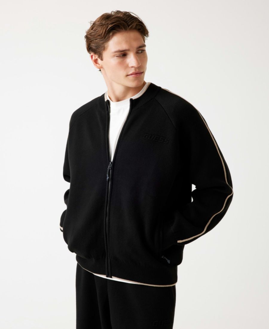 

Мужская толстовка Yaki с застежкой-молнией и воротником-бомбером GUESS, Jet Black