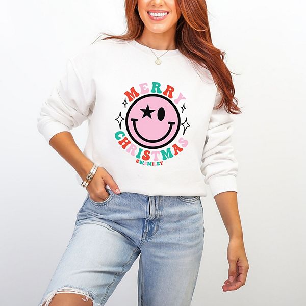 

SWSmiley merry christmas smiley - женский графический свитшот Simply Sage Market, White, Белый, SWSmiley merry christmas smiley - женский графический свитшот Simply Sage Market, White