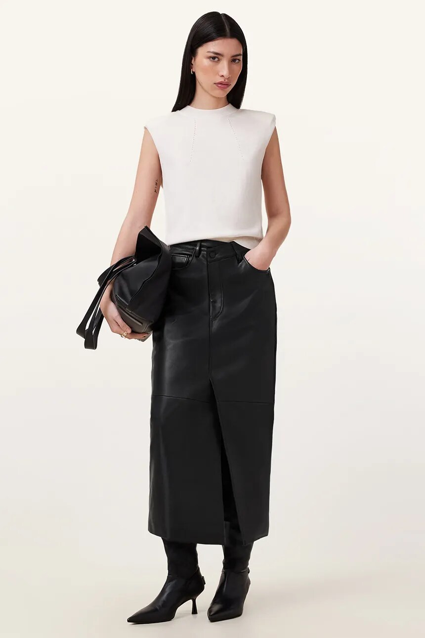 

Юбка кожаная AllSaints EDEN, черный