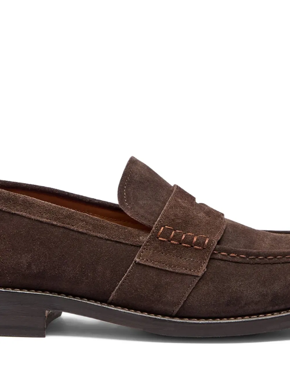 Лоферы из замши с прострочкой Grenson, коричневый — фото 2