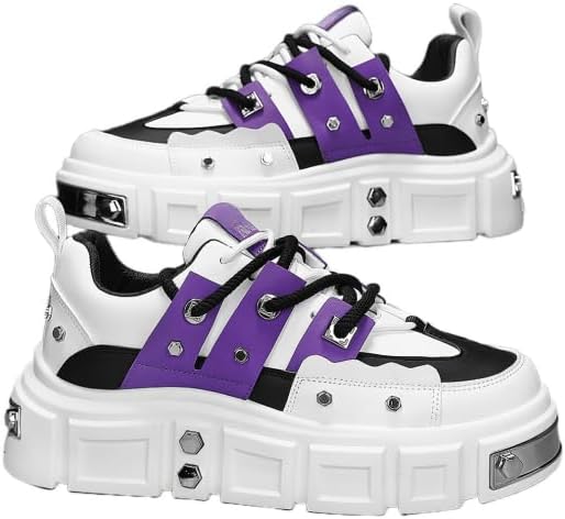 

Белые унисекс кроссовки с толстой подошвой - авангардные массивные кроссовки с металлическими заклепками в панк-стиле - идеально подходят для скейтбординга, вечеринок и повседневной носки Hhhchpm