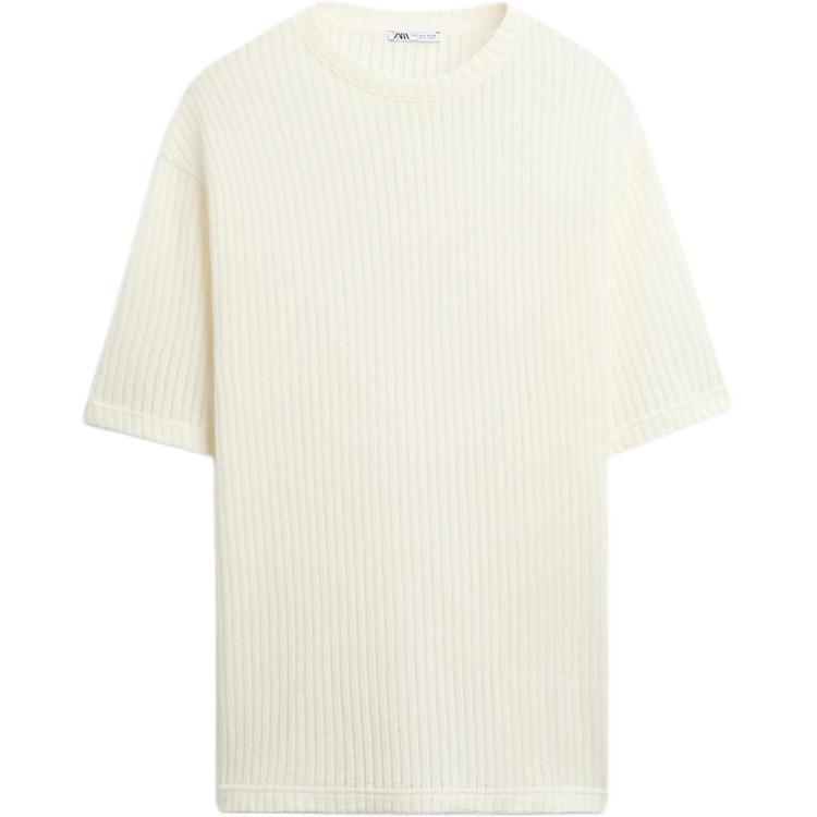 

Zara Мужская белая футболка с круглым вырезом, умеренно прямой крой