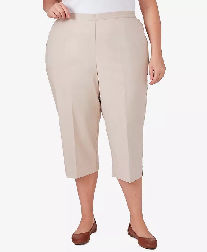 

Брюки-капри из классического твилового денима с разрезом по низу большого размера Alfred Dunner, коричневый/бежевый