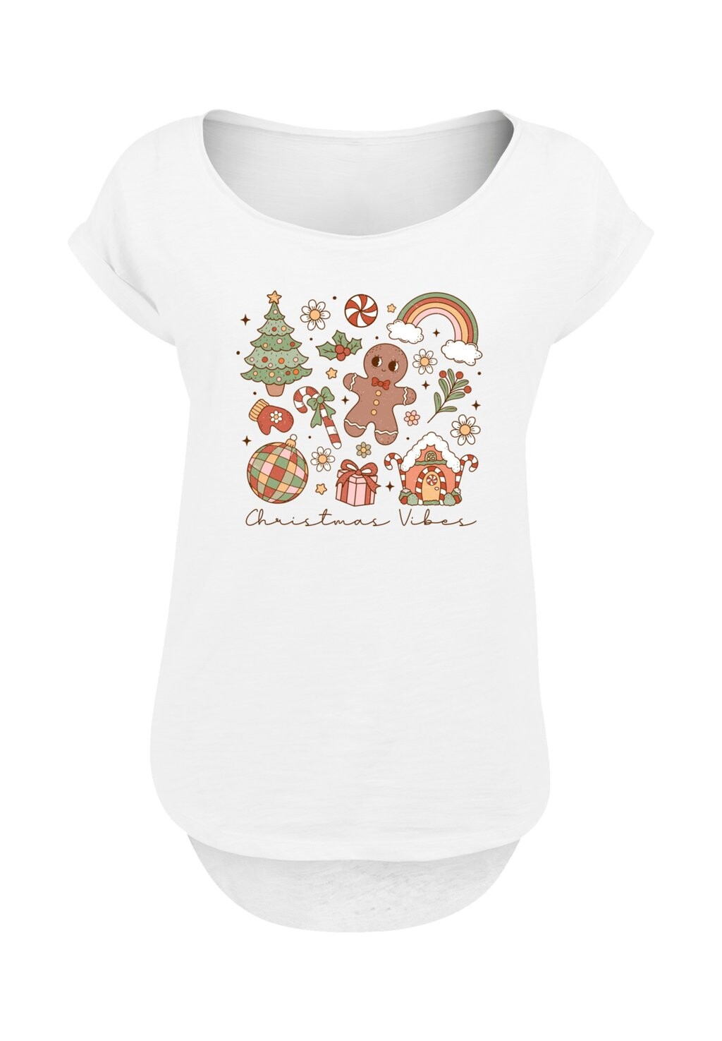 

Футболка с принтом CHRISTMAS VIBES COZY CUTE WINTER F4NT4STIC, белый