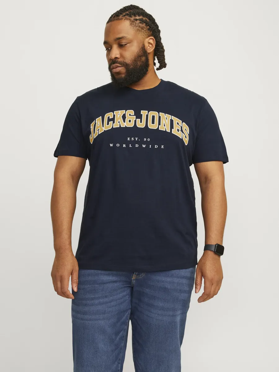 

Футболка Jack & Jones PlusSize "JJECALEB VARSITY TEE SS O-NECK NOOS PLS", синий