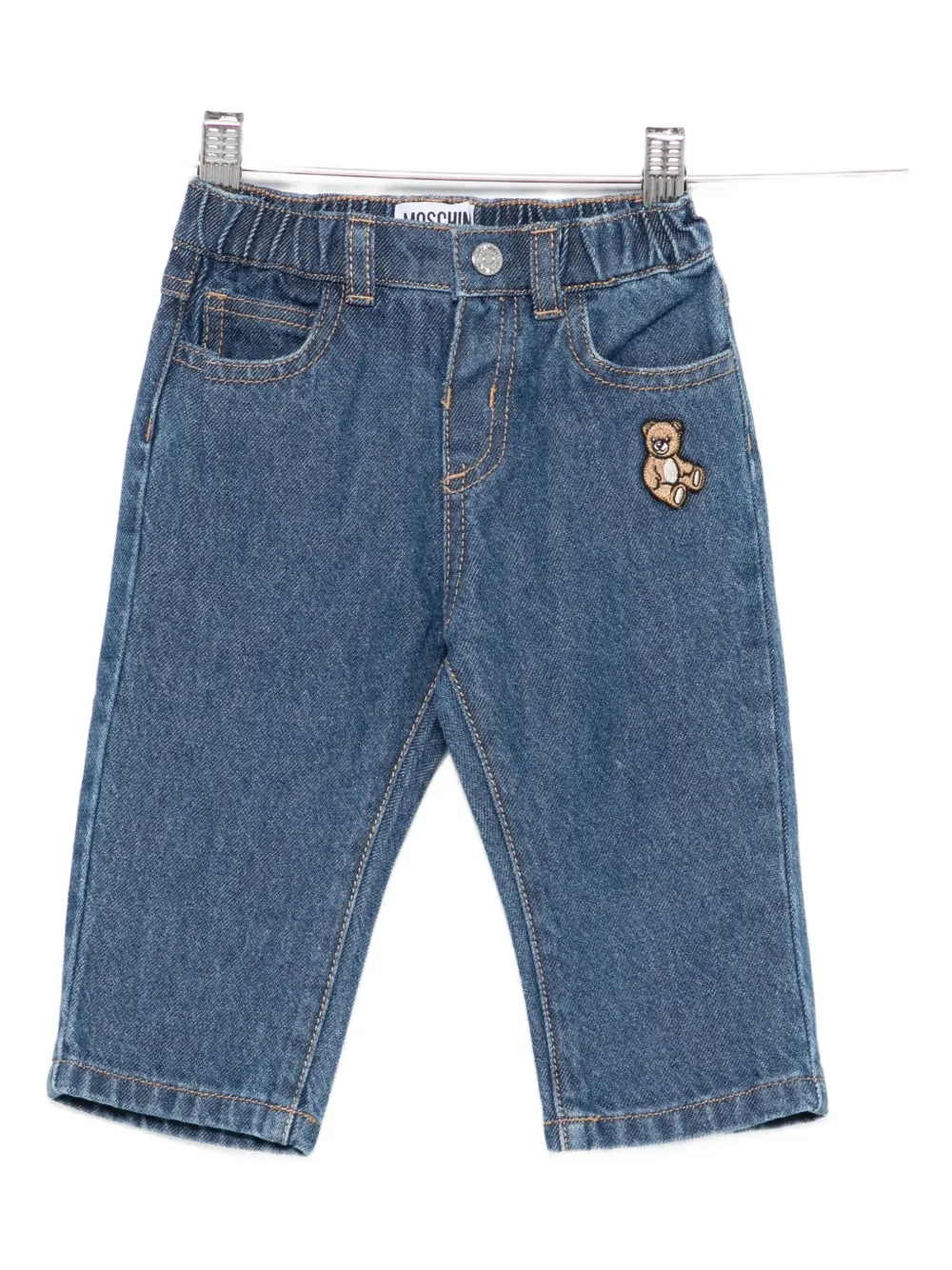 

Джинсы с вышивкой Тедди Moschino Kids, синий