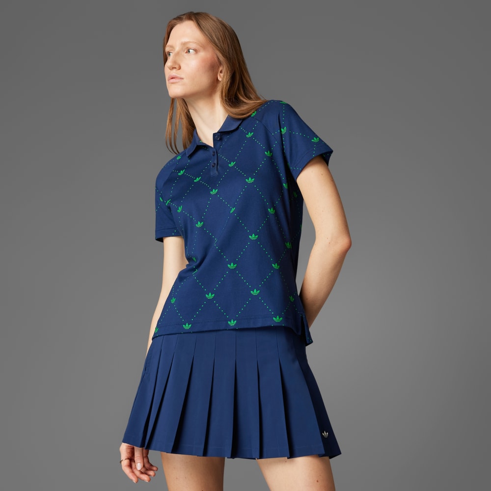 

Спортивная футболка Adidas Originals Printed Trefoil Polo Shirt, цвет Night Indigo/Green