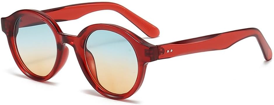 

Винтажные круглые солнцезащитные очки конфетных цветов для женщин и мужчин. Модные женские солнцезащитные очки класса люкс с защитой от УФ-излучения UV400 TYUVIVO, Red Blue